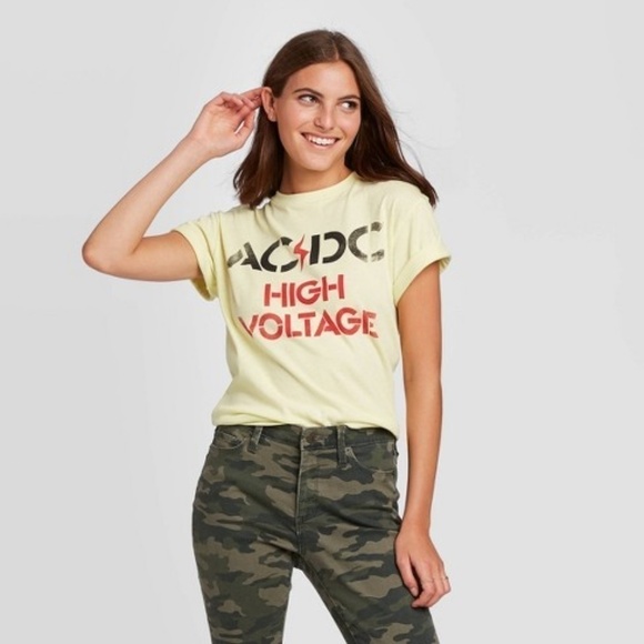 AC DC High Voltage Tee Yellow Size S NWT - Picture 1 of 5